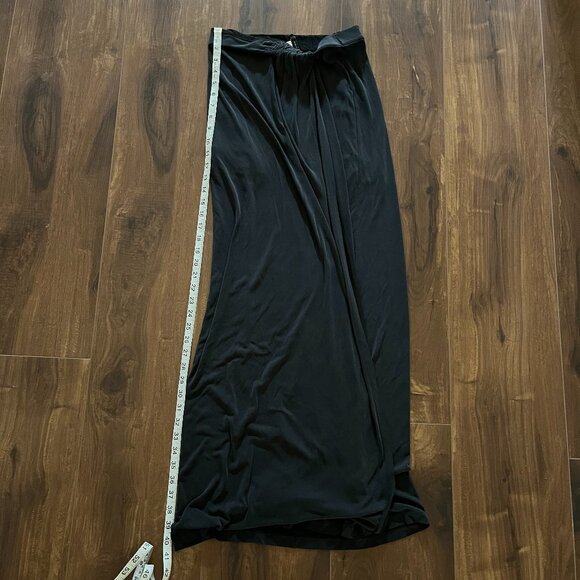 BCBG Max Azria Black Wrap Maxi Skirt Resort witchy whimsigoth goth grunge - Picture 8 of 9